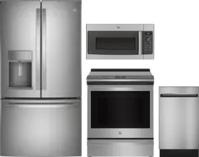 4 Piece Package Includes Refrigerator, Range, Microwave And Dishwasher